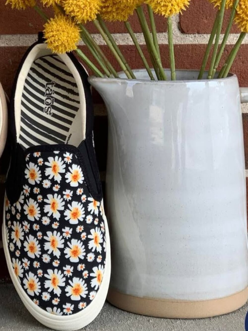 Taos Women’s Rubber Soul Black Daisy Canvas Slip On Sneakers Size 8.5